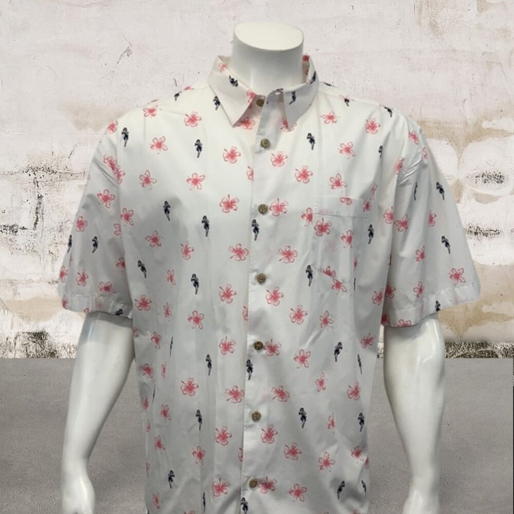 The Havanera Co Flowers Hula Girls Print Shirt XXL